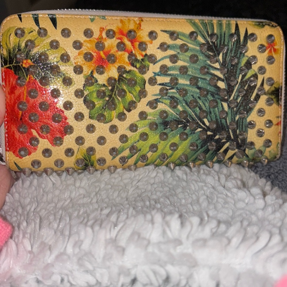 Christian Louboutin Studded Tropical Print Wallet